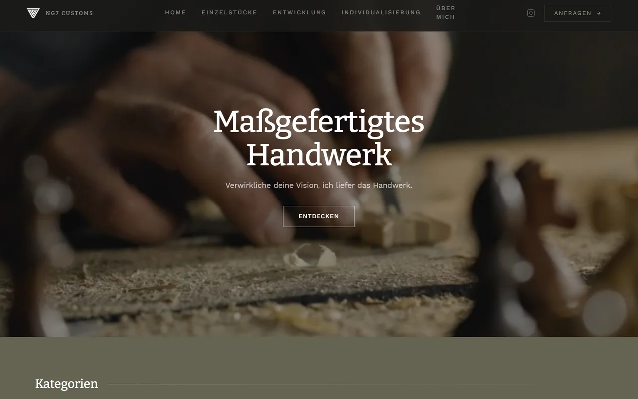 Live-Website NG7 Customs — Customizing & Handwerk