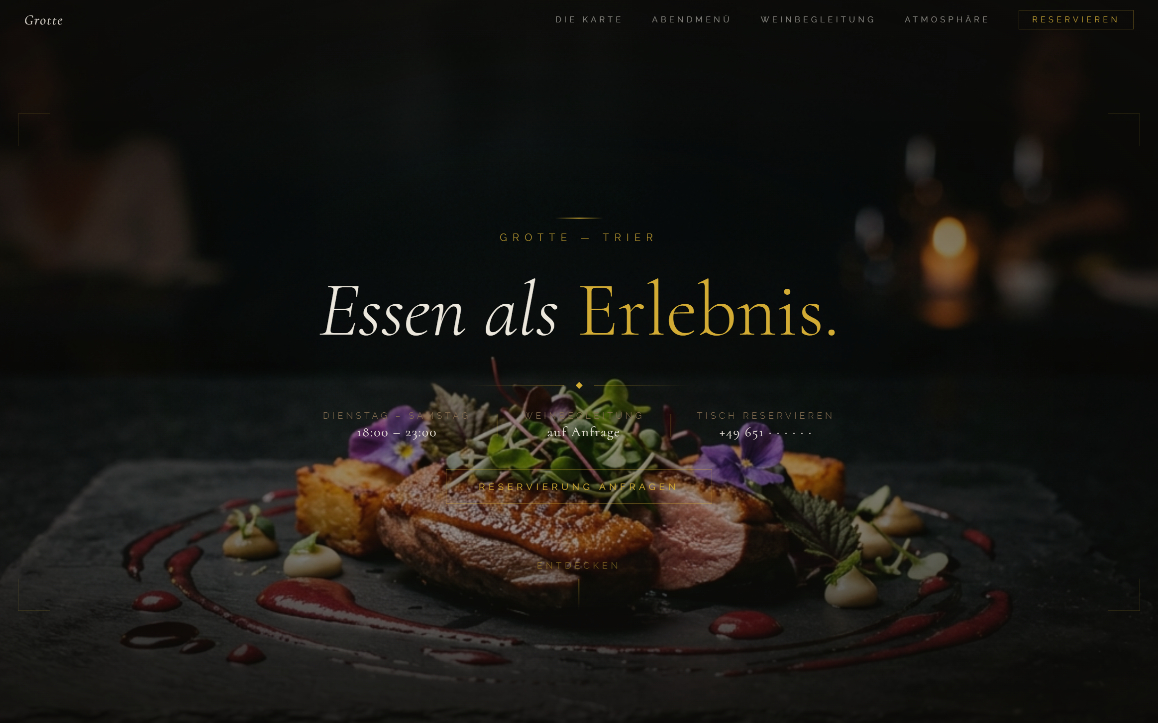 Stilvorschau Fine Dining — gastronomisches, atmosphärisches Webdesign für Restaurants