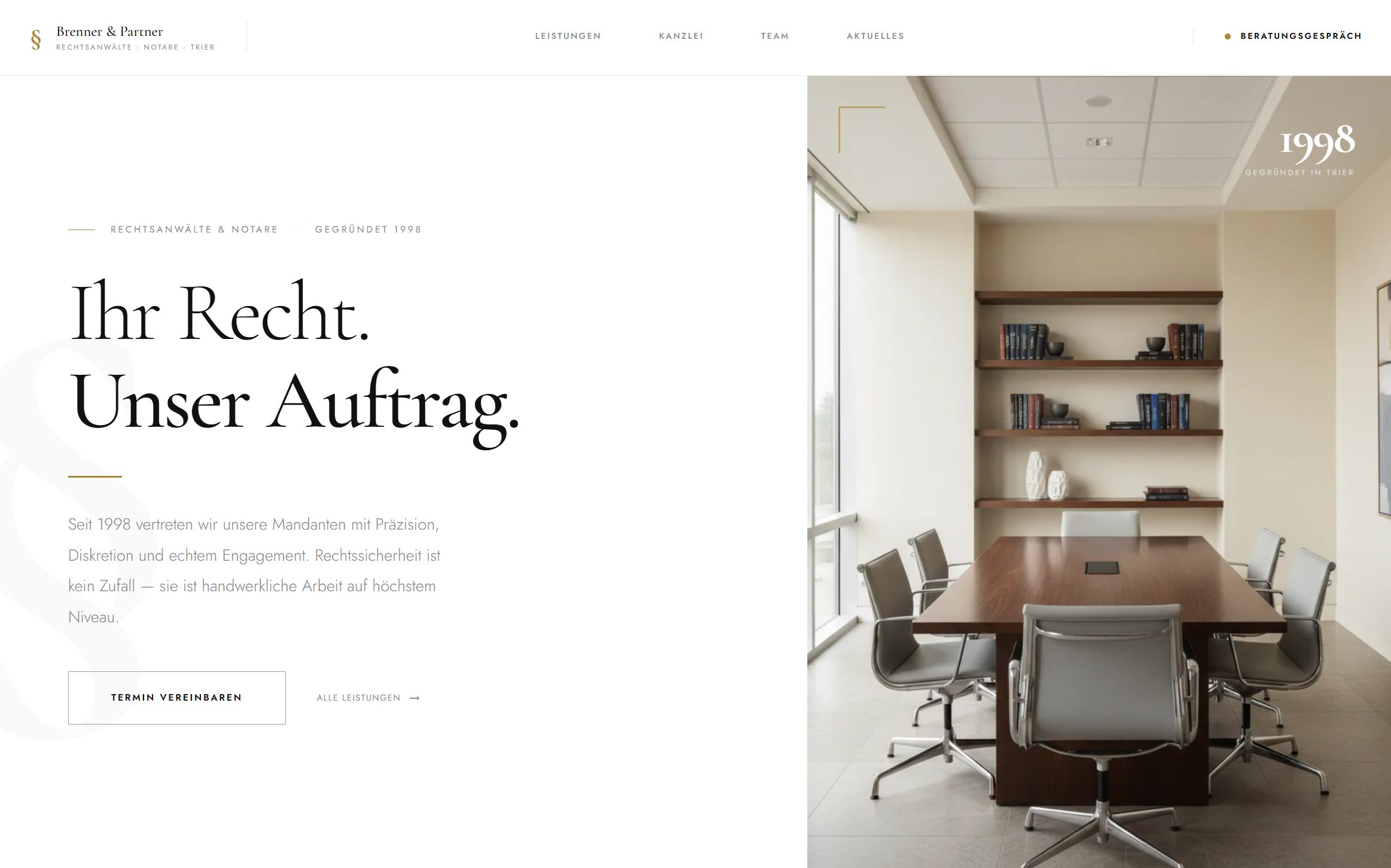 Stilvorschau Kanzlei & Recht — seriöses, vertrauensvolles Webdesign für Anwälte und Beratung